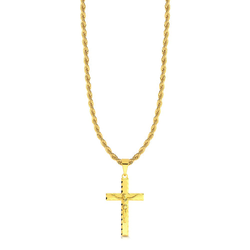 Colar Crucifixo Jesus Na Cruz 3D - Corrente Baiana Banhado A Ouro 18k