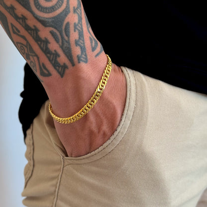 Pulseira Lacraia 6mm 16gr Fecho Duplo Banhado A Ouro 18k