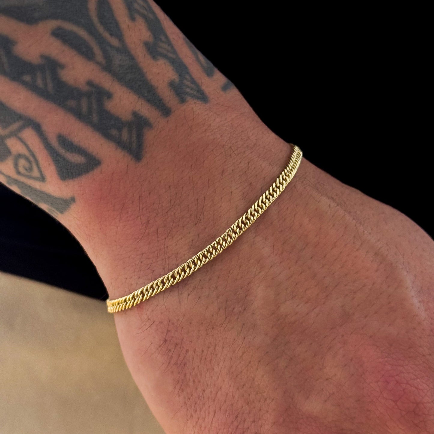 Pulseira Lacraia 3mm 3gr Fecho Lagosta Banhado A Ouro 18k
