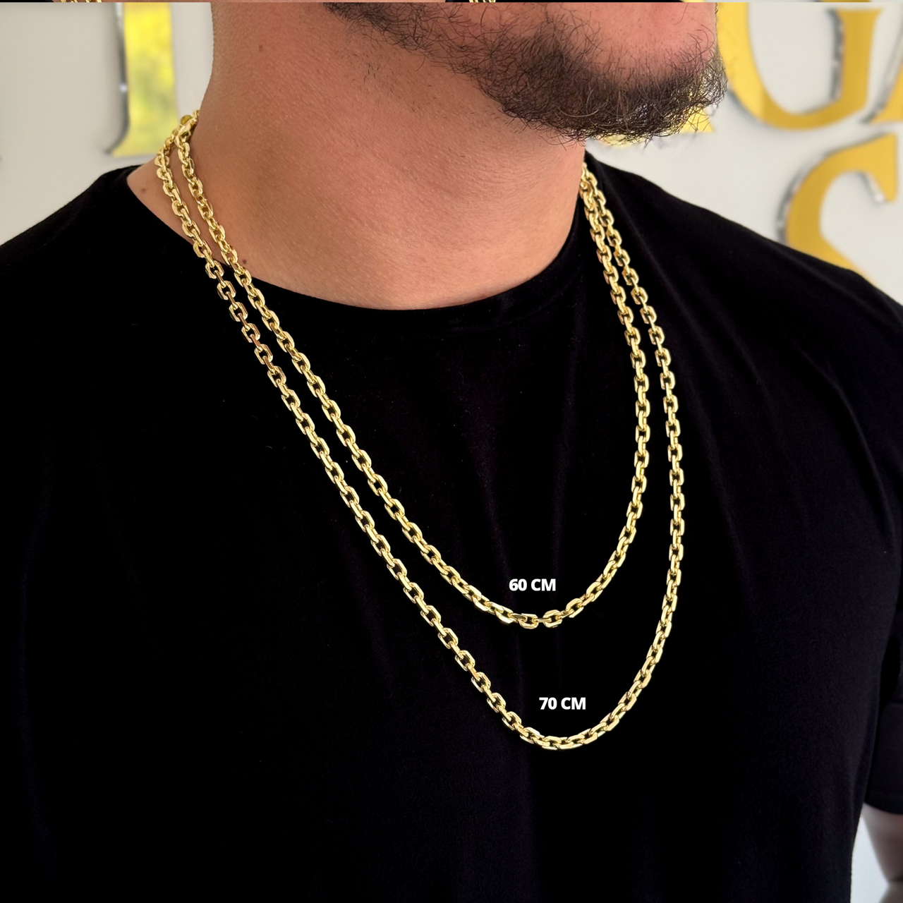 Corrente Cadeado 5mm 38gr Fecho Duplo Banhado A Ouro 18k