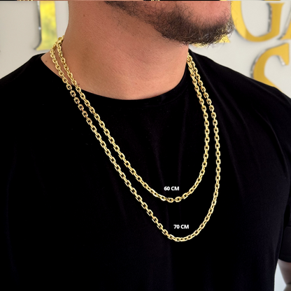 Corrente Cadeado 5mm 38gr Fecho Duplo Banhado A Ouro 18k