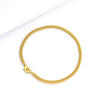 Pulseira Grumet Cuban 3mm 5gr Fecho Lagosta Banhado A Ouro 18k