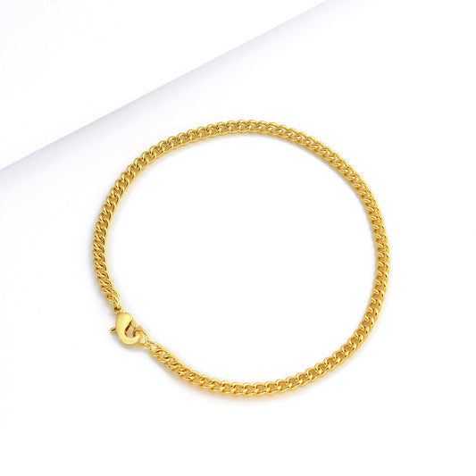 Pulseira Grumet Cuban 3mm 5gr Fecho Lagosta Banhado A Ouro 18k