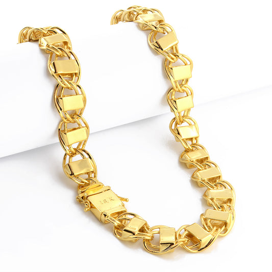 Corrente Dubai 16mm 154gr Fecho Duplo Banhado A Ouro 18k