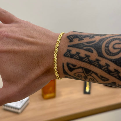 Pulseira Cadeado Duplo 4mm 5gr Fecho Duplo Banhado A Ouro 18k
