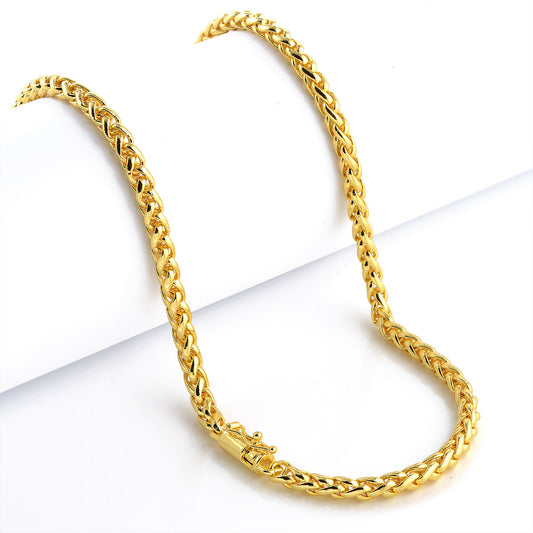 Corrente Palmeira 5mm 52gr Fecho Bomba Banhado A Ouro 18k