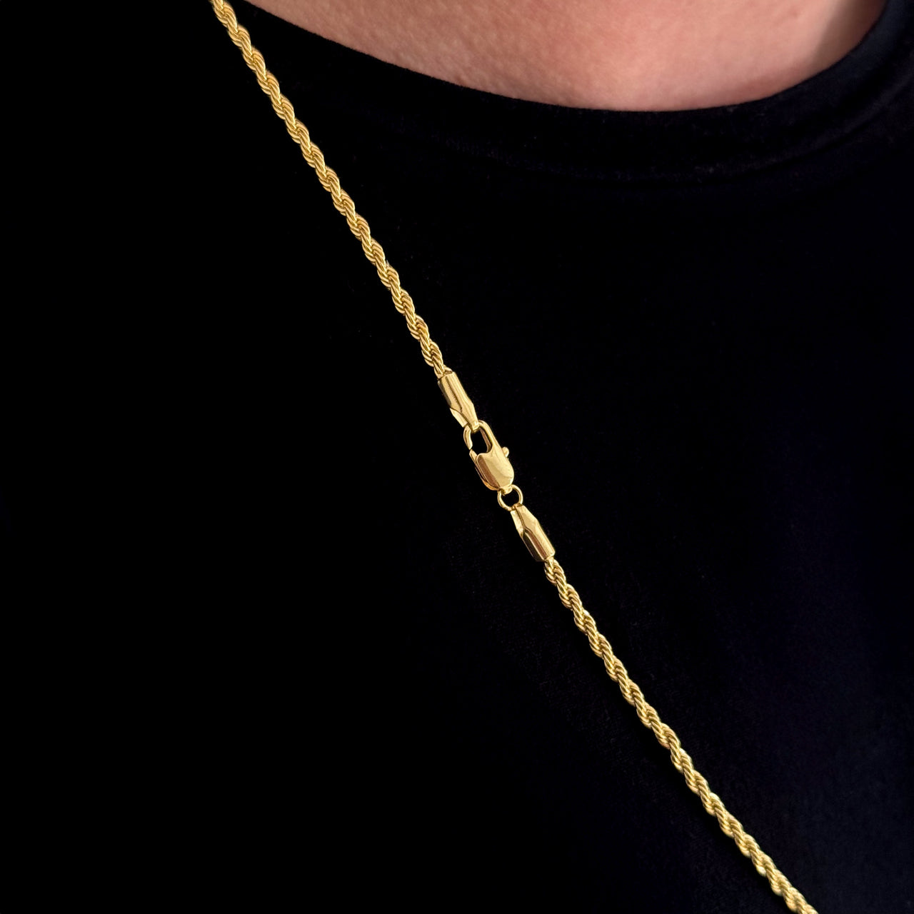 Corrente Baiana 3mm 12gr Fecho Lagosta Banhado A Ouro 18k