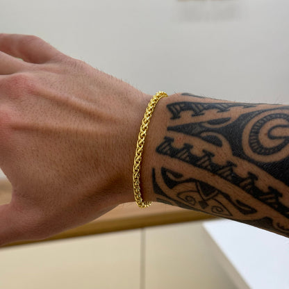 Pulseira Palmeira 3mm 9gr Fecho Bomba Banhado A Ouro 18k
