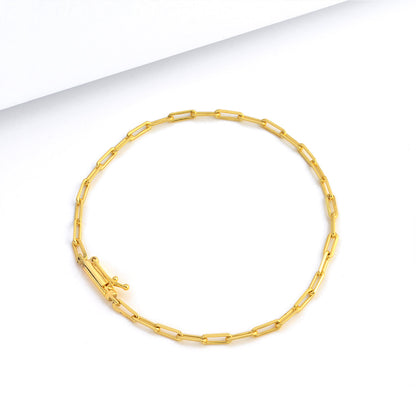 Pulseira Cadeado Alongado 2mm 3gr Fecho Bomba Banhado A Ouro 18k