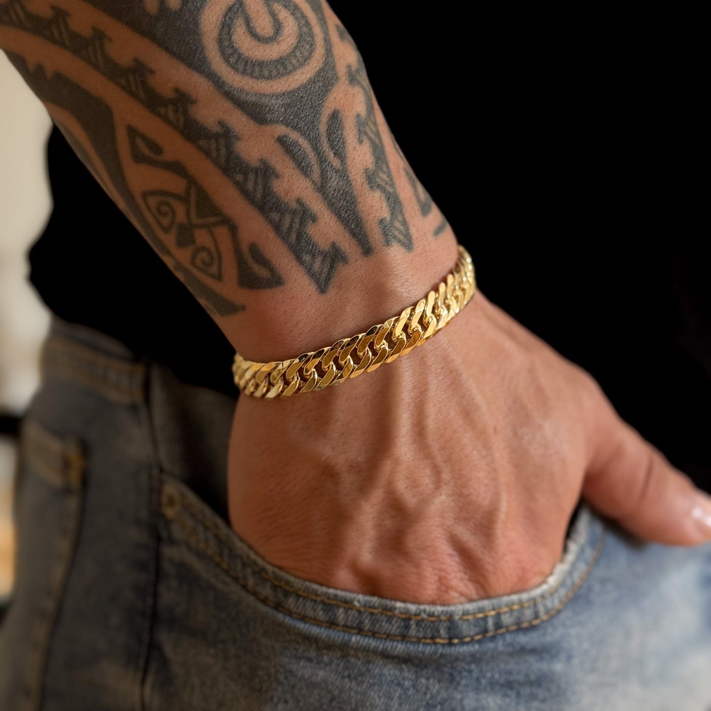Pulseira Lacraia 10mm 27gr Fecho Duplo Banhado A Ouro 18k