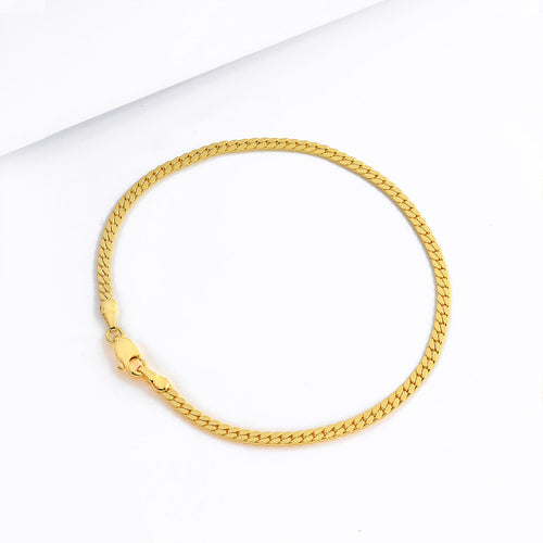 Pulseira Grumet Flat 4mm 5gr Fecho Duplo Banhado A Ouro 18k