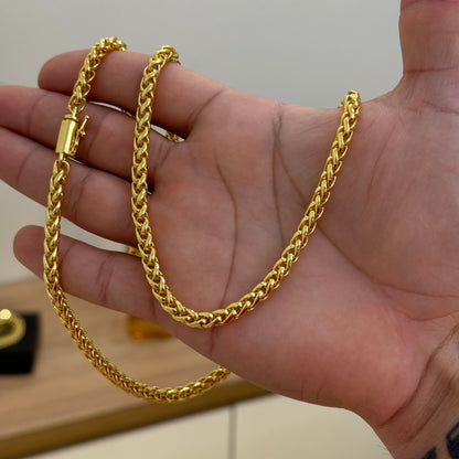 Corrente Palmeira 5mm 52gr Fecho Bomba Banhado A Ouro 18k