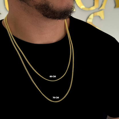 Corrente Grumet 3mm 12gr Fecho Lagosta Banhado A Ouro 18k