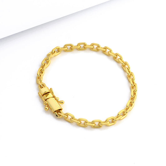 Pulseira Cadeado 5mm 14gr Fecho Duplo Banhado A Ouro 18k