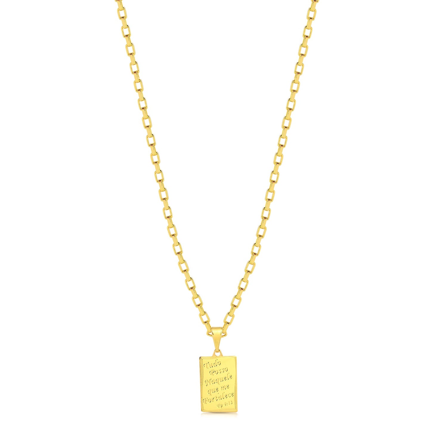 Colar Filipenses 4:13 - Corrente Veneziana Banhado A Ouro 18k