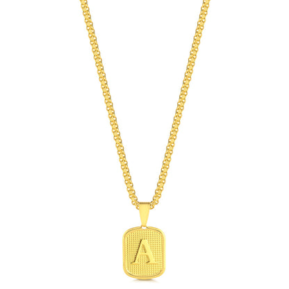 Colar Plaquinha De Letra - Corrente Cadeado Duplo Banhado A Ouro 18k