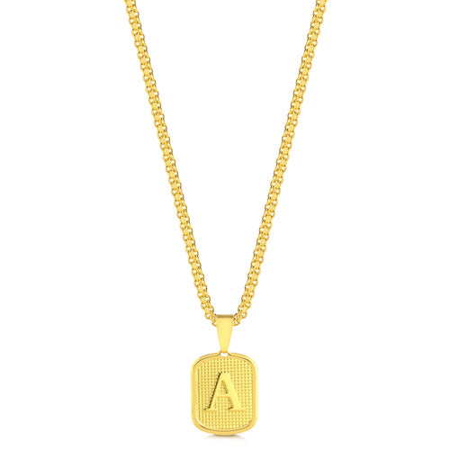 Colar Plaquinha De Letra - Corrente Cadeado Duplo Banhado A Ouro 18k