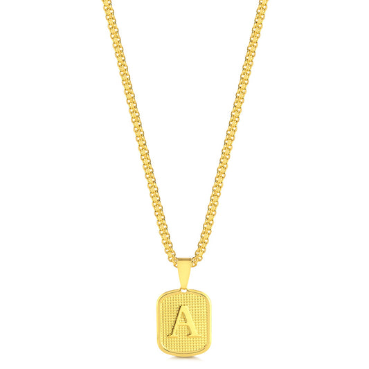 Colar Plaquinha De Letra - Corrente Cadeado Duplo Banhado A Ouro 18k