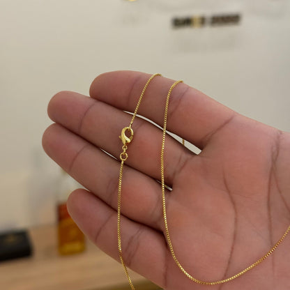 Corrente Veneziana 0,8mm 4gr Fecho Lagosta Banhado A Ouro 18k