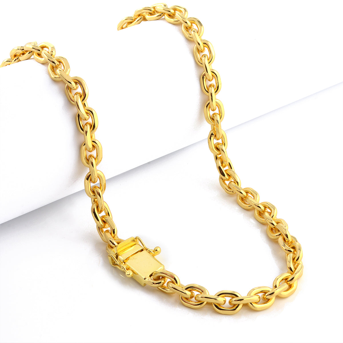 Corrente Cadeado 5mm 38gr Fecho Duplo Banhado A Ouro 18k