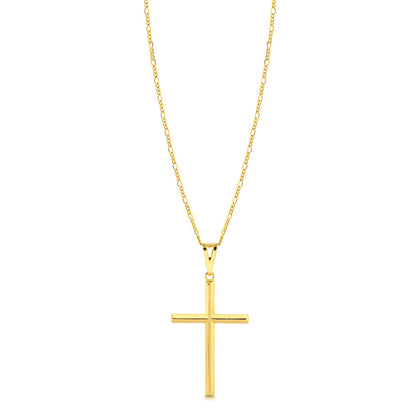 Colar Crucifixo Liso - Corrente 3 Por 1 Fígaro Banhado A Ouro 18k