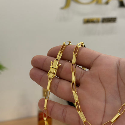 Corrente Elo Alongado 5mm 18gr Fecho Duplo Banhado A Ouro 18k