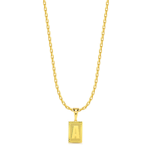Colar Plaquinha De Letra - Corrente Veneziana Banhado A Ouro 18k
