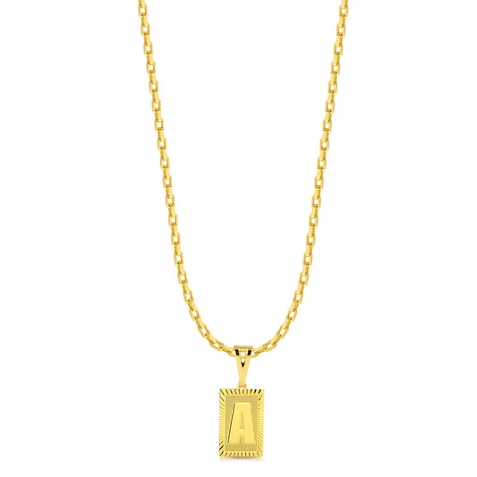 Colar Plaquinha De Letra - Corrente Veneziana Banhado A Ouro 18k