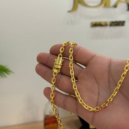 Corrente Cadeado 5mm 38gr Fecho Duplo Banhado A Ouro 18k