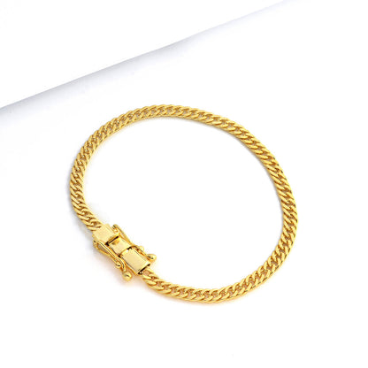 Pulseira Lacraia 4mm 7gr Fecho Duplo Banhado A Ouro 18k