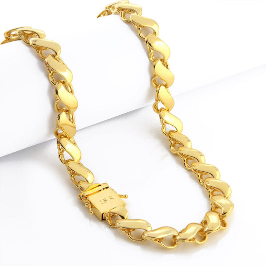 Corrente Friso S 12mm 118gr Fecho Duplo Banhado A Ouro 18k